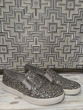 MICHAEL Michael Kors Silver Glitter Slip-On Sneakers